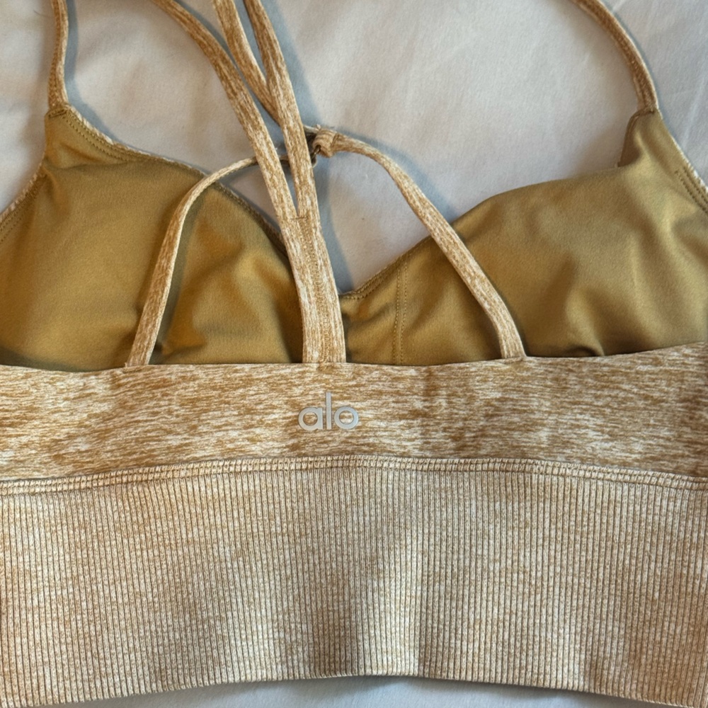 ALO Yoga Heathered Tan Sports Bra - Picture 2 of 3